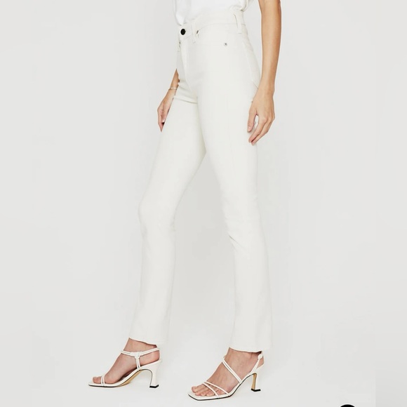 Evereve AG Mari High Rise Straight Leg Jean in size 31 in white cream - Picture 3 of 12